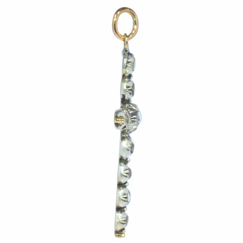 Pendentif Croix pendentif rococo vers 1750 en argent et or rouge 18K, diamants 58 Facettes 22074-0044