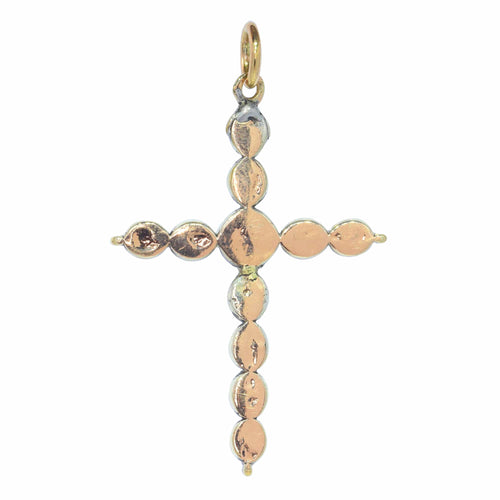 Pendentif Croix pendentif rococo vers 1750 en argent et or rouge 18K, diamants 58 Facettes 22074-0044