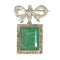 Broche Broche nœud victorienne en argent sur or jaune 18K, diamants et émeraude 58 Facettes 22089-0098