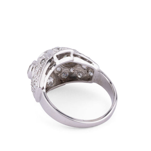 Bague 51 Bague dôme en platine et diamants 58 Facettes 1