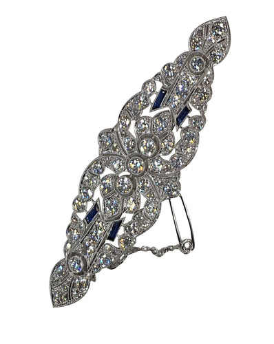 Broche Broche Art déco en platine avec diamants et saphirs, vers 1930 58 Facettes 22130-0047