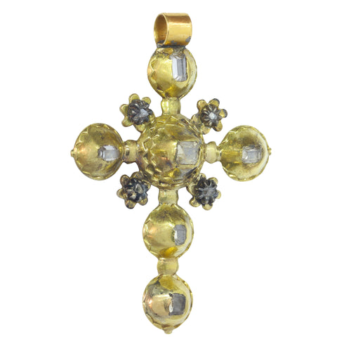 Pendentif Croix pendante géorgienne en or jaune 18K et diamants 58 Facettes 22132-0319