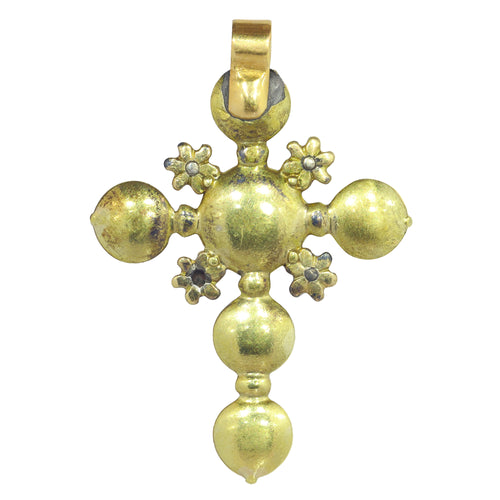 Pendentif Croix pendante géorgienne en or jaune 18K et diamants 58 Facettes 22132-0319