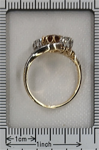 Bague 55 Bague de fiançailles Belle Époque en or jaune 18K, rubis et diamants 58 Facettes 22137-0266