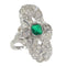 Bague 54 Bague Art déco de fiançailles en platine, diamants et émeraude 58 Facettes 22151-0121