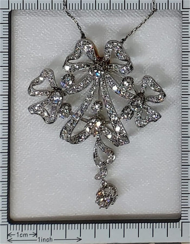Pendentif Belle Époque - Broche-pendentif convertible nœud en platine et diamants 58 Facettes 22152-0220