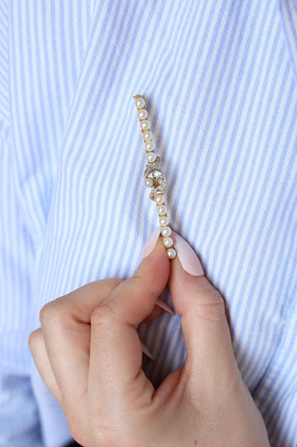 Broche Broche Barrette Or jaune, Platine Diamant, Perle 58 Facettes 2227409CN