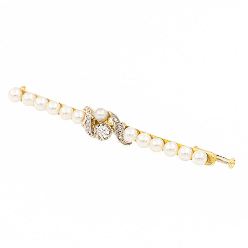 Broche Broche Barrette Or jaune, Platine Diamant, Perle 58 Facettes 2227409CN