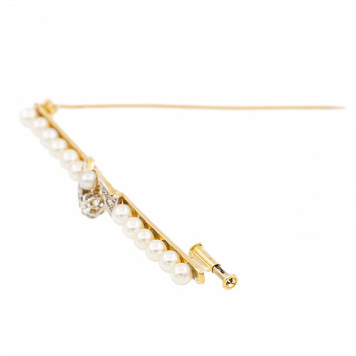 Broche Broche Barrette Or jaune, Platine Diamant, Perle 58 Facettes 2227409CN