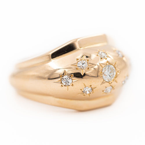 Bague 55 Bague boule en or rose 18 carats sertie de diamants 58 Facettes 2229026CN