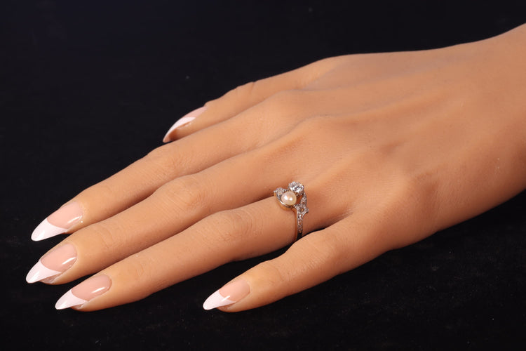 Bague 55 Bague Toi et Moi Belle Époque en or jaune 18K, diamants et perle 58 Facettes 22298-0303
