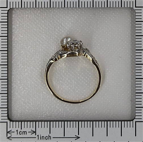 Bague 55 Bague Toi et Moi Belle Époque en or jaune 18K, diamants et perle 58 Facettes 22298-0303