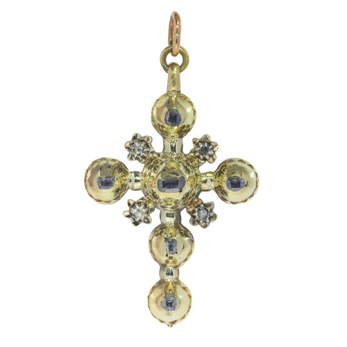 Pendentif Croix géorgienne - Pendentif en diamants taille rose et table 58 Facettes 22332-0140