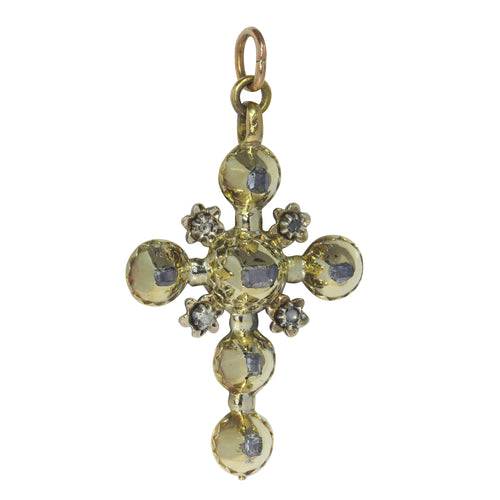 Pendentif Croix géorgienne - Pendentif en diamants taille rose et table 58 Facettes 22332-0140