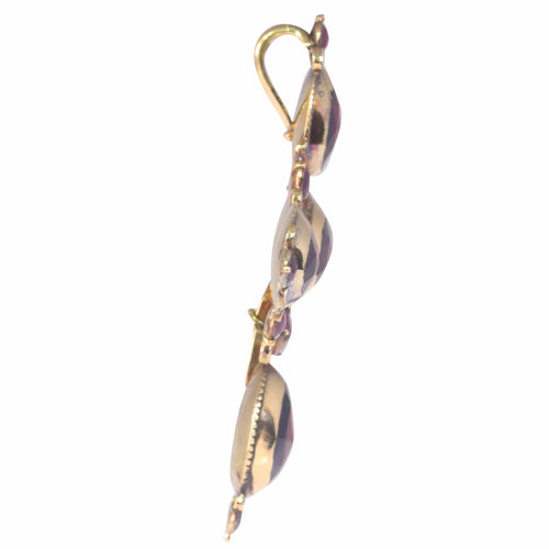 Pendentif Pendentif croix Badine Empire en or jaune 18K et grenats 58 Facettes 22354-0097