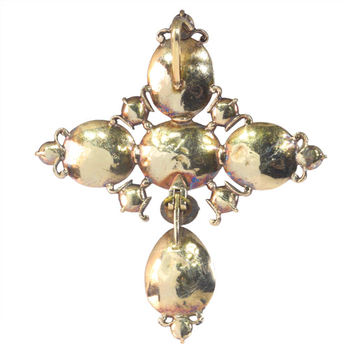 Pendentif Pendentif croix Badine Empire en or jaune 18K et grenats 58 Facettes 22354-0097