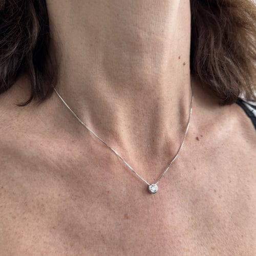 Collier Collier solitaire - Chaîne vénitienne en or blanc 18 ct et diamant 0,50 ct 58 Facettes 22378