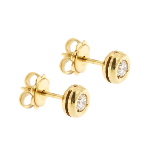 Boucles d'oreilles Boucles d’oreilles point lumineux en or jaune 18 kt et diamants 0,30 ct 58 Facettes 22393