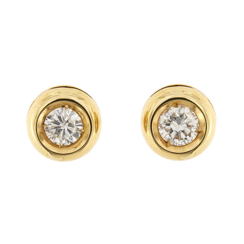 Boucles d'oreilles Boucles d’oreilles point lumineux en or jaune 18 kt et diamants 0,30 ct 58 Facettes 22393