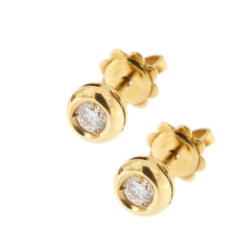 Boucles d'oreilles Boucles d’oreilles point lumineux en or jaune 18 kt et diamants 0,30 ct 58 Facettes 22393