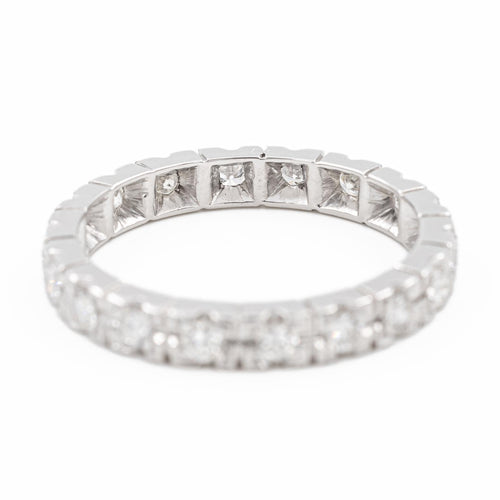 Bague 57 Alliance - Bague tour complet en or blanc 18 carats et diamants 58 Facettes 2242414CN