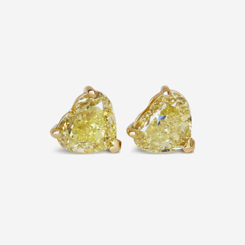 Boucles d'oreilles GIA - Boucles d'oreilles puces en diamants jaunes fancy, 2 ct chacun 58 Facettes 22588S