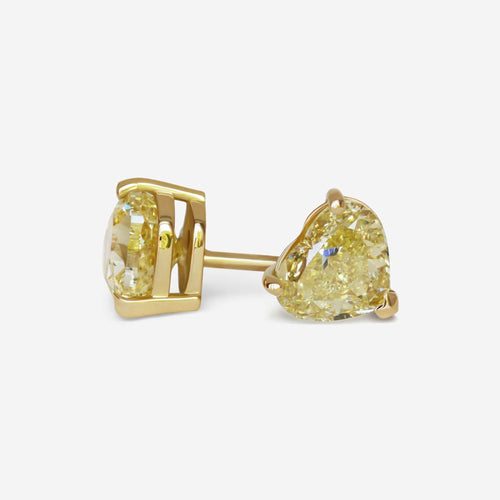 Boucles d'oreilles GIA - Boucles d'oreilles puces en diamants jaunes fancy, 2 ct chacun 58 Facettes 22588S
