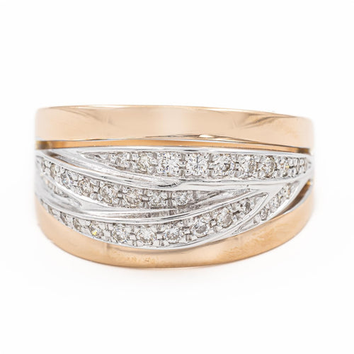 Bague 58 Bague en or rose et or blanc 18 carats pavée de diamants 58 Facettes 2264470CN