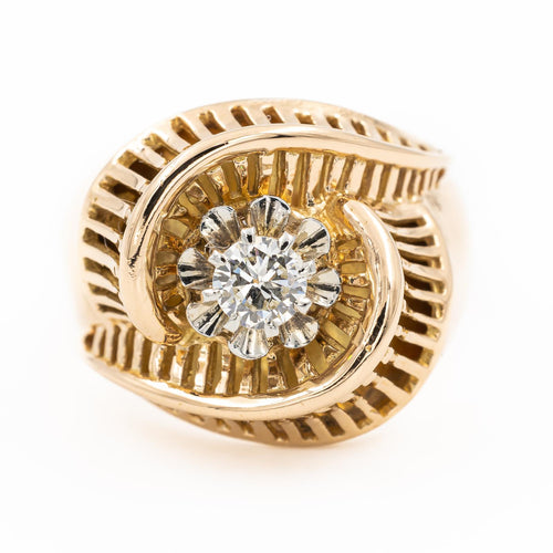 Bague 51 Bague rétro tourbillon en or jaune 18 carats et diamant 58 Facettes 2270589CN