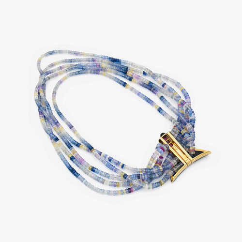 Collier Benoit de Gorski - Collier à cinq rangs en or jaune 18k, saphirs, rubis et onyx 58 Facettes 22717