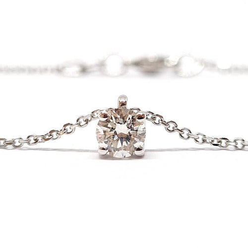 Collier Collier solitaire diamant or blanc 58 Facettes