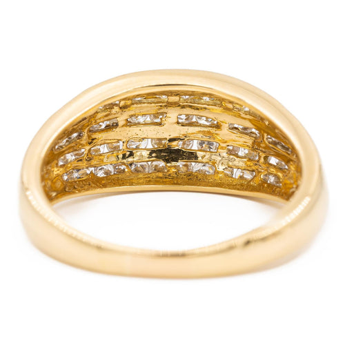 Bague 58 Bague bombée en or jaune 18 carats pavée de diamants 58 Facettes 2301450CN