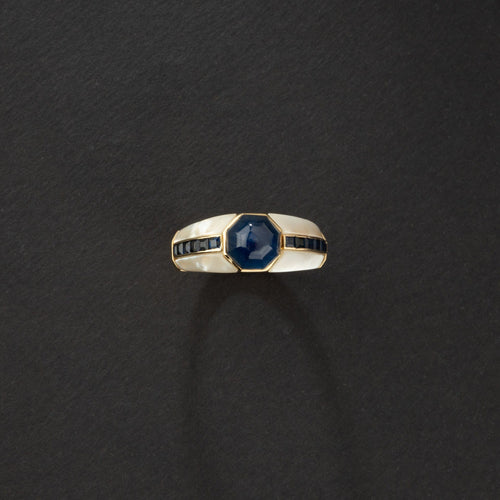 Bague 52 Repossi - Bague jonc en or jaune 18k et saphirs, nacre 58 Facettes