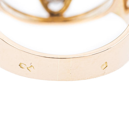 Bague 54 Bague cocktail rétro en or jaune, platine et diamants 58 Facettes 2307606CN