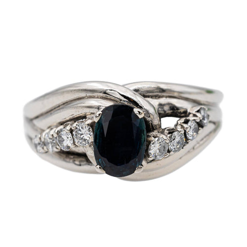 Bague 53 Bague en or blanc 18 carats avec saphir et diamants 58 Facettes 2308979CN