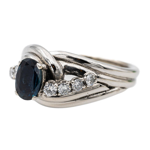 Bague 53 Bague en or blanc 18 carats avec saphir et diamants 58 Facettes 2308979CN