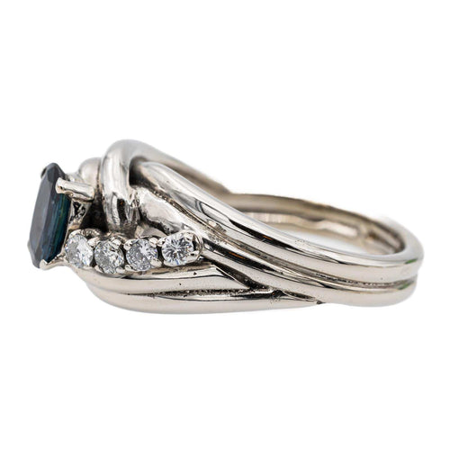 Bague 53 Bague en or blanc 18 carats avec saphir et diamants 58 Facettes 2308979CN