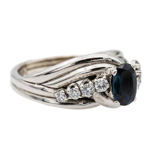 Bague 53 Bague en or blanc 18 carats avec saphir et diamants 58 Facettes 2308979CN
