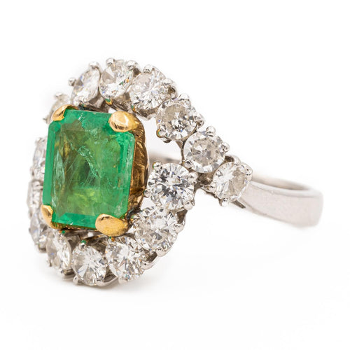 Bague 53 Bague Pompadour Or blanc, Platine Emeraude, Diamant 58 Facettes 2308981CN