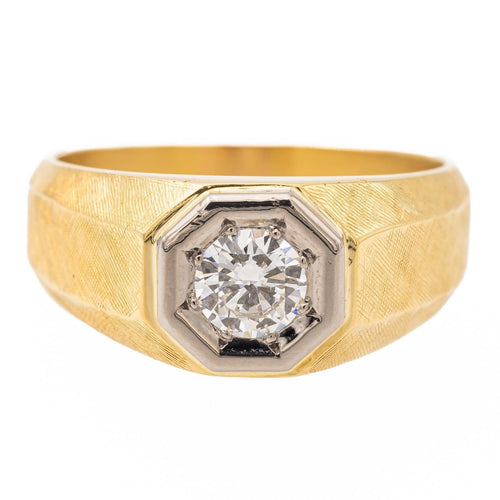 Bague 57 Bague solitaire en or jaune et or blanc 18 carats avec diamant 58 Facettes 2308983CN