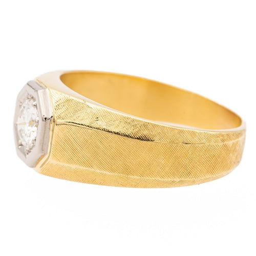 Bague 57 Bague solitaire en or jaune et or blanc 18 carats avec diamant 58 Facettes 2308983CN