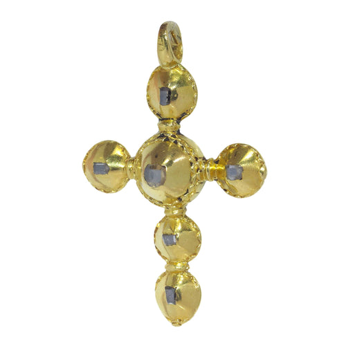 Pendentif Pendentif croix baroque en or jaune 18 ct et diamants 58 Facettes 23096-0089