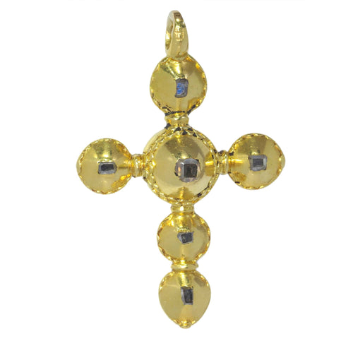 Pendentif Pendentif croix baroque en or jaune 18 ct et diamants 58 Facettes 23096-0089