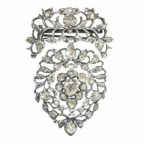 Broche Cœur flamand antique - Broche en argent et diamants taille rose 58 Facettes 23124-0015