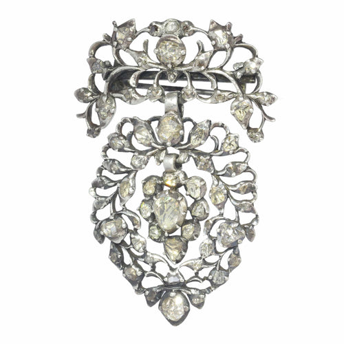 Broche Cœur flamand antique - Broche en argent et diamants taille rose 58 Facettes 23124-0015