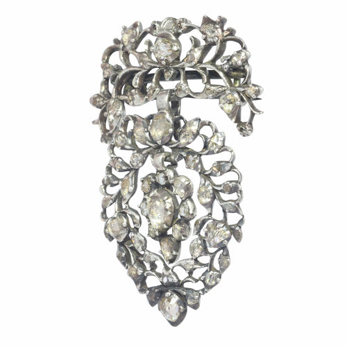 Broche Cœur flamand antique - Broche en argent et diamants taille rose 58 Facettes 23124-0015