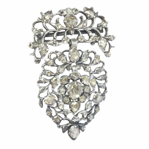 Broche Cœur flamand antique - Broche en argent et diamants taille rose 58 Facettes 23124-0015