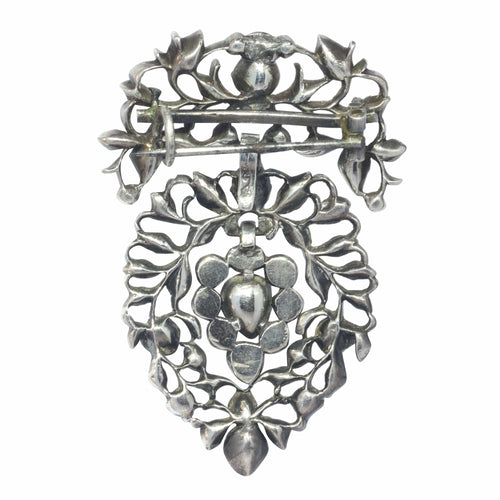 Broche Cœur flamand antique - Broche en argent et diamants taille rose 58 Facettes 23124-0015