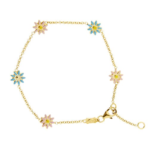 Bracelet Bracelet à fleurs émaillées en or jaune 18 kt 58 Facettes 23217