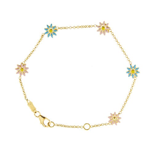 Bracelet Bracelet à fleurs émaillées en or jaune 18 kt 58 Facettes 23217